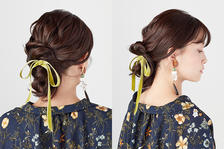 リボンを使ったヘアアレンジ!ポイントは色と細さにあり