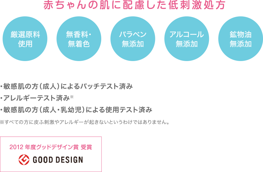 赤ちゃんの肌に配慮した低刺激処方