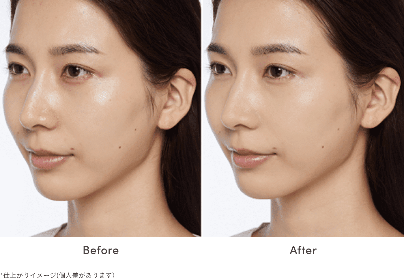 テカリを抑えた仕上がりのイメージ図