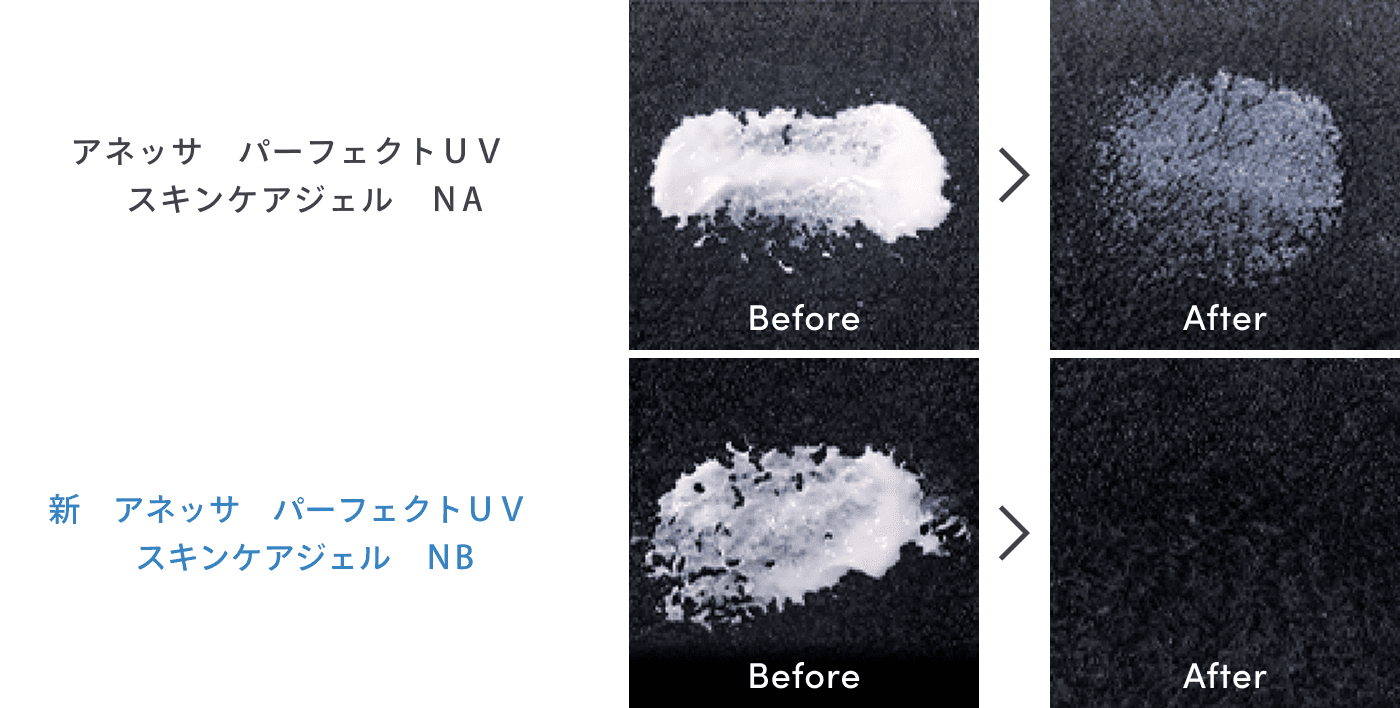 従来のジェルと新モイスチャーUVジェルの比較イメージ図