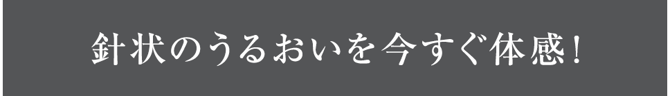 針状のうるおいを今すぐ体感！