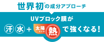 世界初の成分アプローチ UAブロック膜が、汗・水・熱で強くなる！