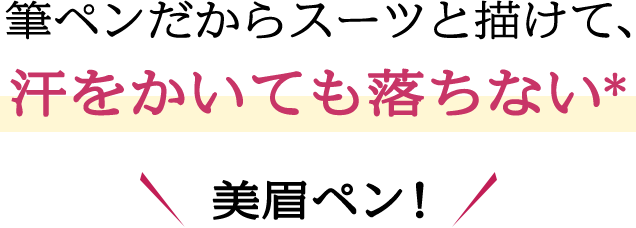 筆ペンだからスーツと描けて、汗をかいても落ちない＊ 美眉ペン！