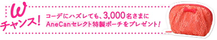 W チャンス！コーデにハズレても、3,000名さまにAneCanセレクト特製ポーチをプレゼント！