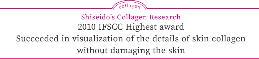 Shiseido's Collagen Research 2010 IFSCC Highest award Succeeded in visualization of the details of skin collagen without damaging the skin