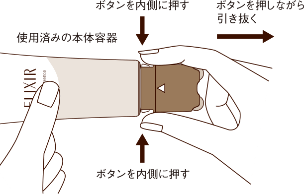 ボタンを押しながら引き抜く