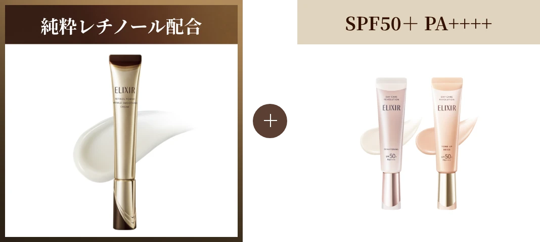 純粋レチノール配合 + SPF50+ PA++++