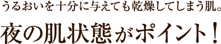 うるおいを十分に与えても乾燥してしまう肌。夜の肌状態がポイント！