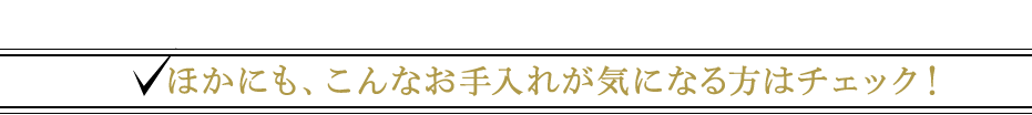 ほかにも、こんなお手入れが気になる方はチェック！