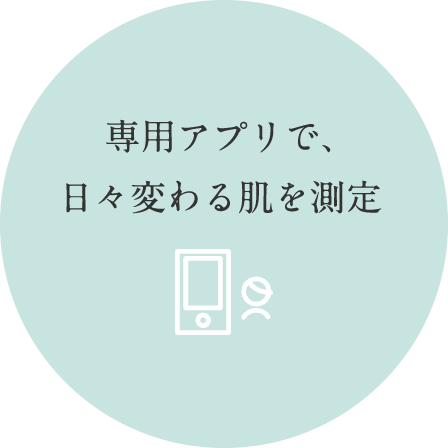 専用アプリで、日々変わる肌を測定