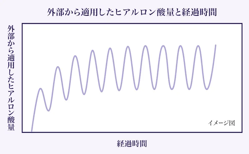 外部から適用したヒアルロン酸量と経過時間