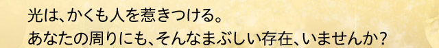 光は、かくも人を惹きつける。あなたの周りにも、そんなまぶしい存在、いませんか？