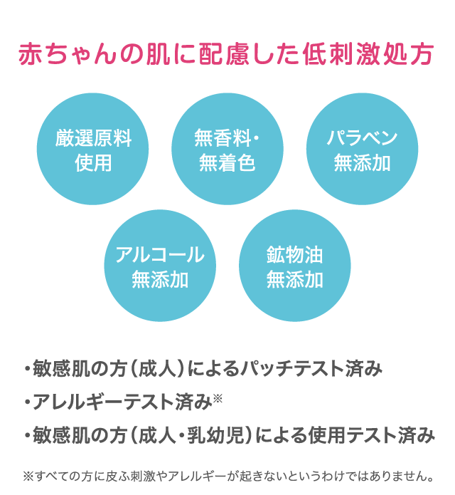 赤ちゃんの肌に配慮した低刺激処方