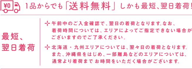 1品からでも「送料無料」しかも最短、翌日出荷！