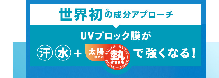 世界初の成分アプローチ UAブロック膜が、汗・水・熱で強くなる！