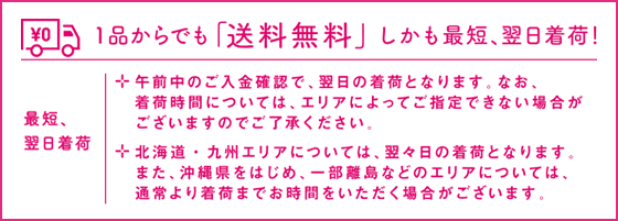 1品からでも「送料無料」しかも最短、翌日着荷！