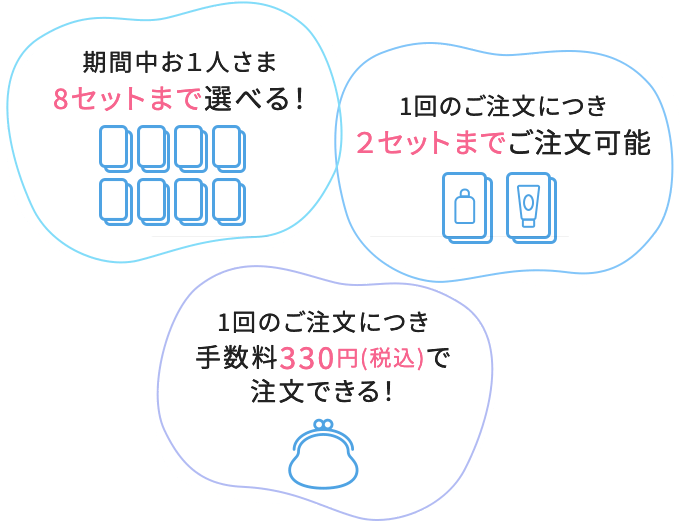 期間中お１人さま8セットまで選べる！ 手数料330円(税込)で注文できる！