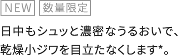 NEW 数量限定 日中もシュッと濃密なうるおいで、乾燥小ジワを目立たなくします*。