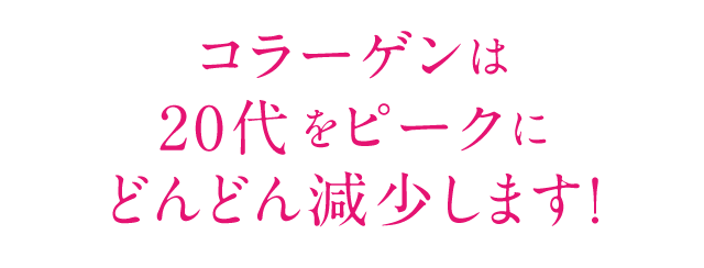 コラーゲンは20代をピークにどんどん減少します！