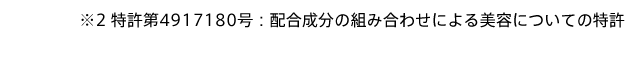 ※2 特許第4917180号：配合成分の組み合わせによる美容についての特許