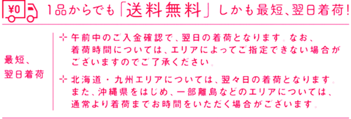 1品からでも「送料無料」 しかも最短、翌日着荷！