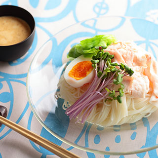 豚しゃぶとレタスのスピードゴマだれそうめん