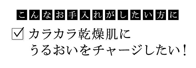 こんなお手入れがしたい方に：カラカラ乾燥肌にうるおいをチャージしたい！