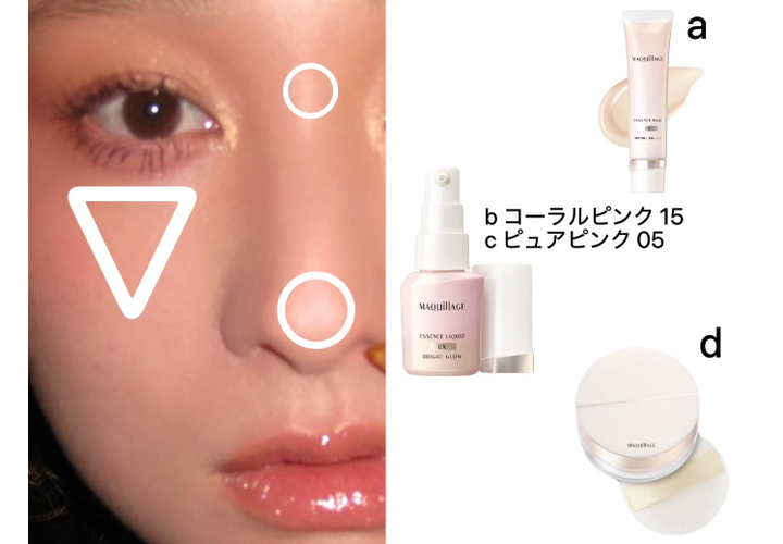 ベースメイクの使用アイテムと塗布する位置