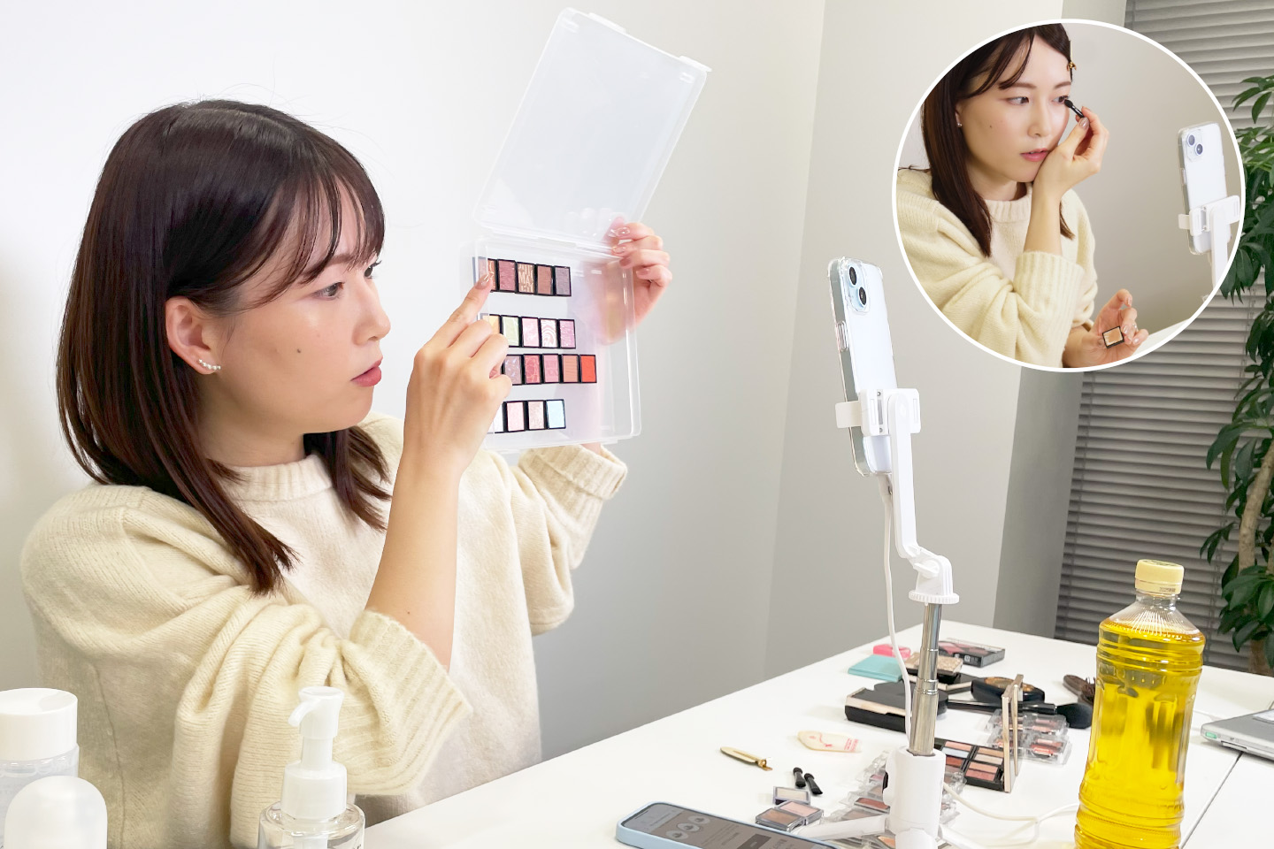 ライブ配信でアイカラーをセレクトしている様子