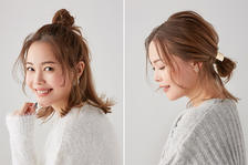 「ハーフアップ団子」のやり方。お団子の位置でカジュアル風にも大人風にもなれる!