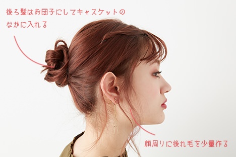 キャスケットをかぶったときの後ろ髪