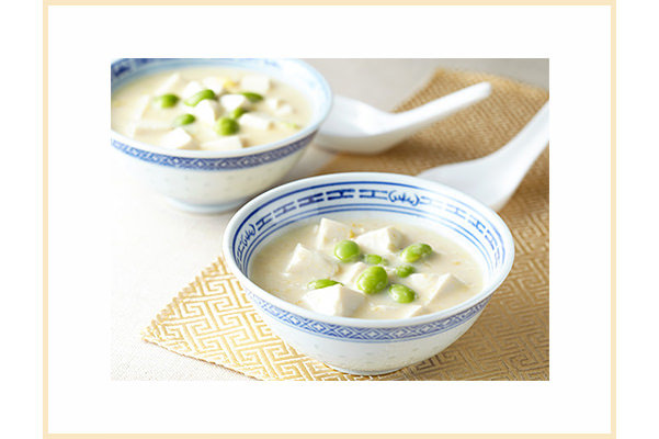 【便秘対策レシピ】中華風コーンと豆腐のスープ