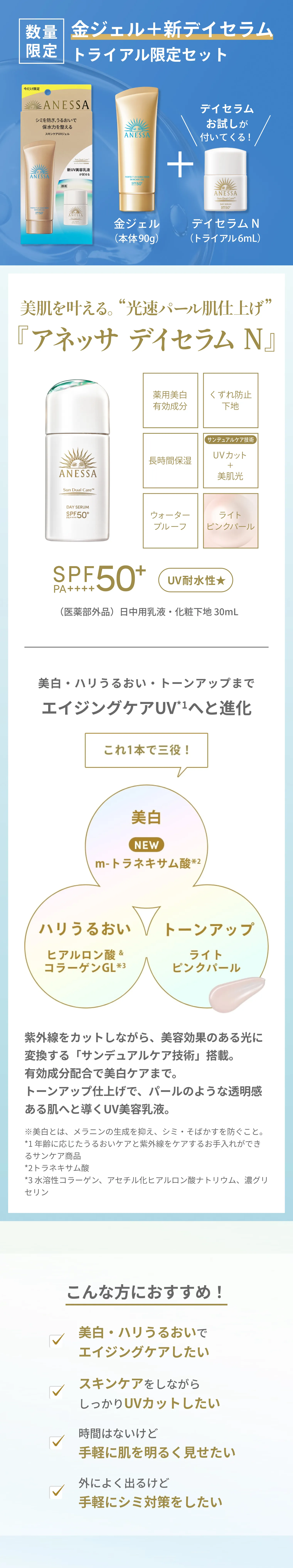 パーフェクトUV スキンケアジェル NA トライアルセット b｜日焼け