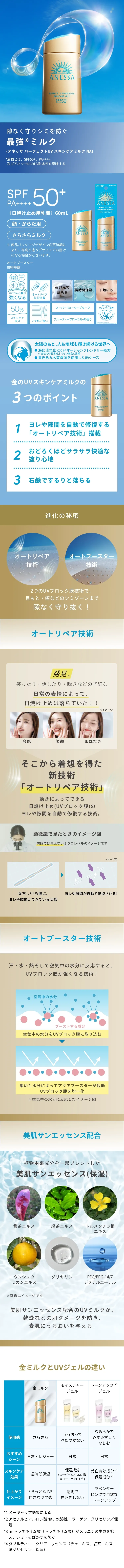 アネッサ｜パーフェクトUV スキンケアミルク NA｜日焼け止め