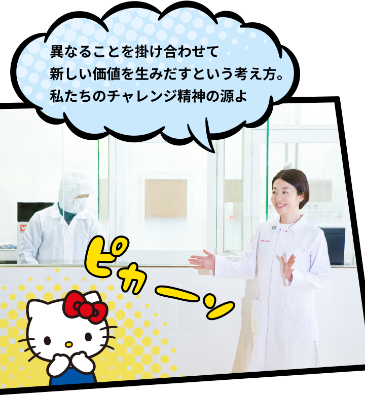 異なることを掛け合わせて新しい価値を生みだすという考え方。私たちのチャレンジ精神の源よ