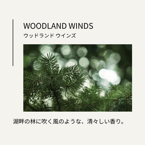 ウッドランド ウインズ 湖畔の林に吹く風のような、清々しい香り。