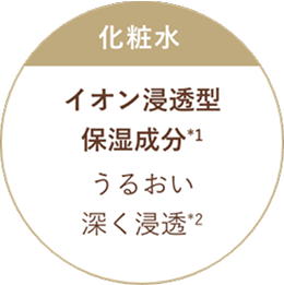化粧水:イオン浸透型保湿成分*1 うるおい、深く浸透*2