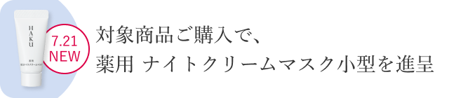 対象商品ご購入で、薬用 ナイトクリームマスク小型を進呈