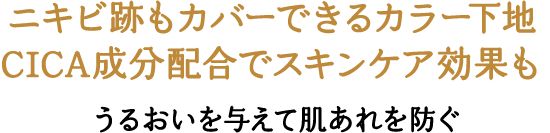 ニキビ跡もカバーできるカラー下地CICA成分配合でスキンケア効果もうるおいを与えて肌あれを防ぐ
