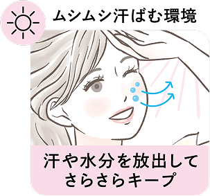ムシムシ汗ばむ環境 汗や水分を放出してさらさらキープ