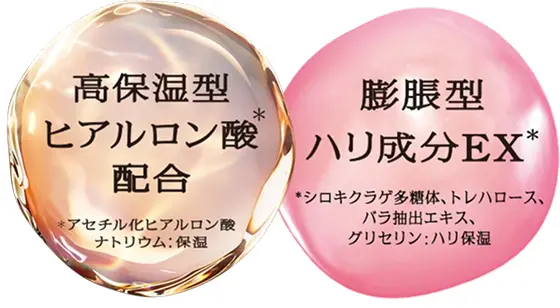 高保湿型ヒアルロン酸配合・膨張型ハリ成分EX