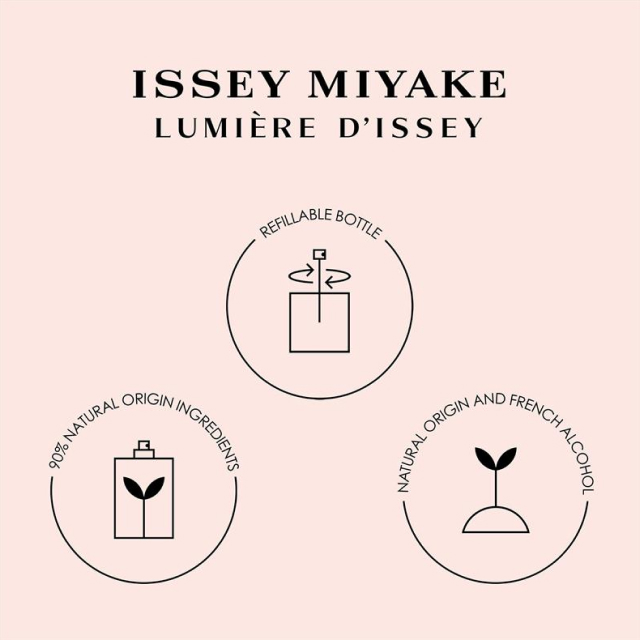 [ISSEY MIYAKE - LUMIÈRE D'ISSEY] REFILLABLE BOTTLE, 90% NATURAL ORIGIN INGREDIENTS, NATURAL ORIGIN AND FRENCH ALCOHOL