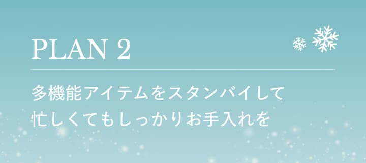 PLAN2 多機能アイテムをスタンバイして、忙しくてもしっかりお手入れを